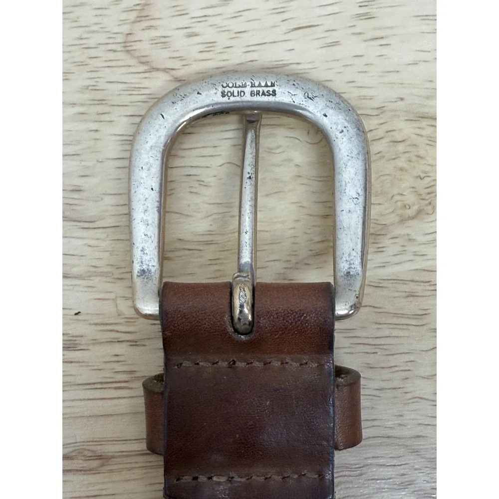 Cole Haan Men's Tan Leather Golfer imbedded Belt Size 36 Made In USA‎ #50